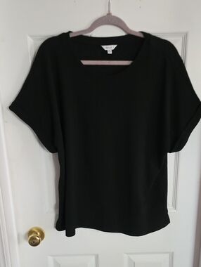 Reitmans Black Short Sleeve Scoop Neck Tee